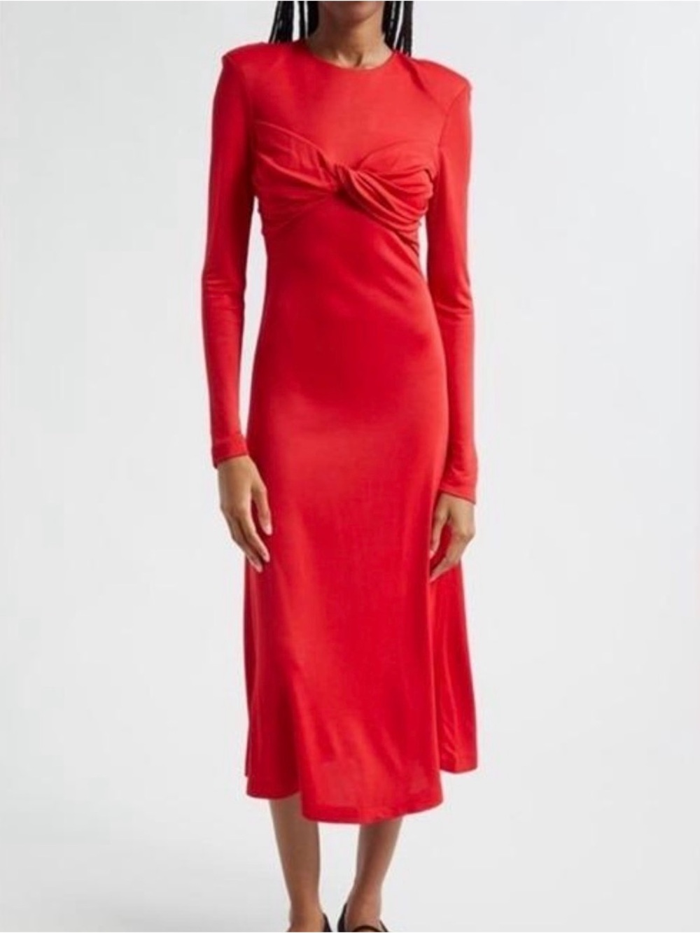FARM Rio Red Long-Sleeve Twist-Front Midi Dress - Picture 3 of 9